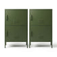 Set of 2 Dallin Buffet Sideboard Cabinet Storage Cupboard 2 Doors Metal - Green
