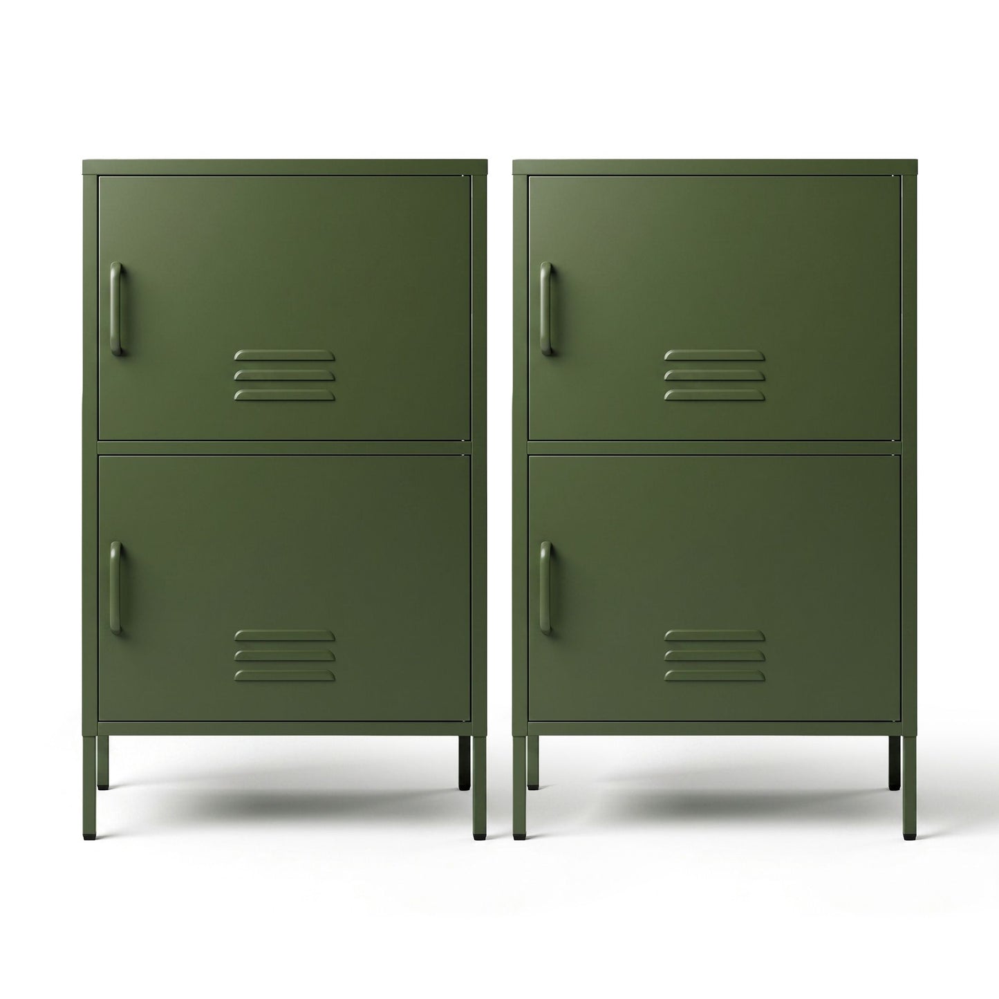 Set of 2 Dallin Buffet Sideboard Cabinet Storage Cupboard 2 Doors Metal - Green