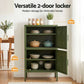 Set of 2 Dallin Buffet Sideboard Cabinet Storage Cupboard 2 Doors Metal - Green