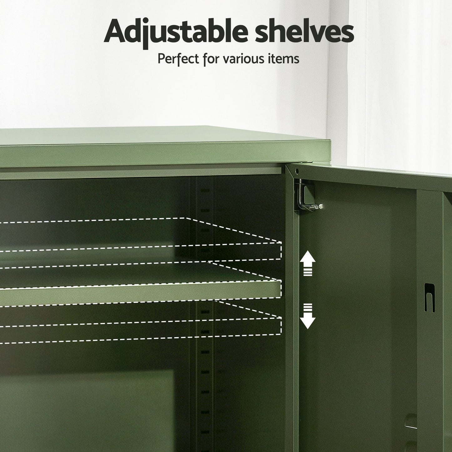 Set of 2 Dallin Buffet Sideboard Cabinet Storage Cupboard 2 Doors Metal - Green