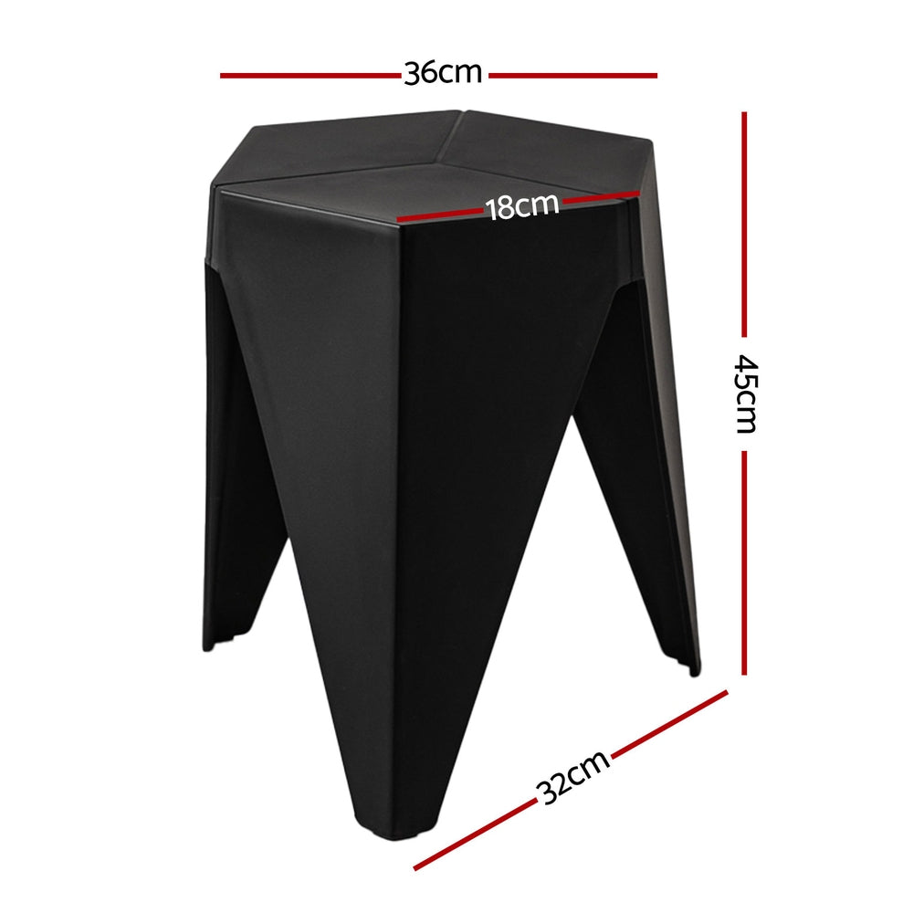 Set of 4 Puzzle Stool Plastic Bar Stools Stackable - Black