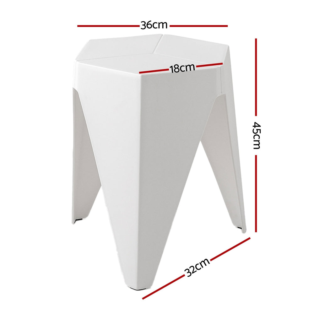 Set of 4 Puzzle Stool Bar Stools Stackable - White
