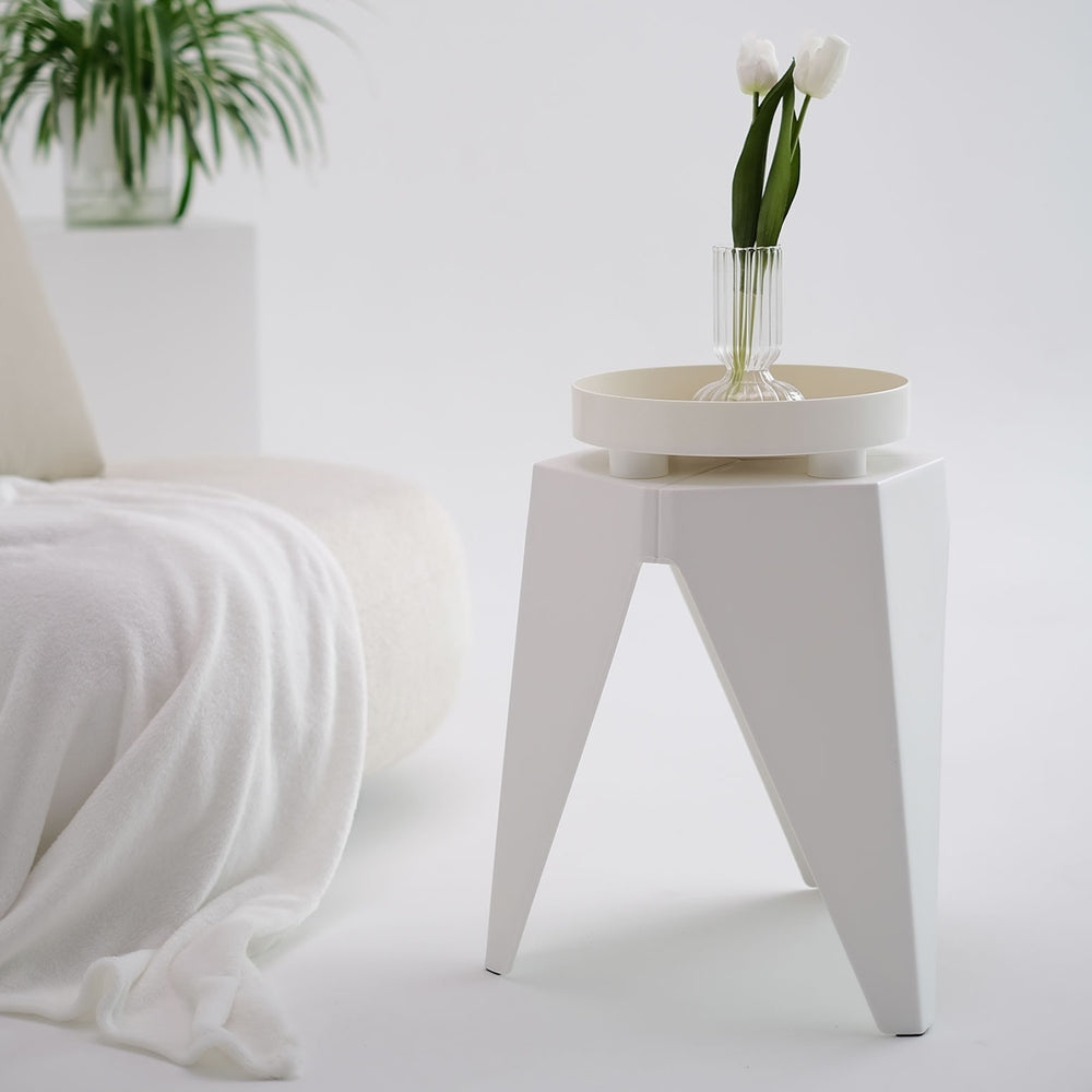 Set of 4 Puzzle Stool Bar Stools Stackable - White