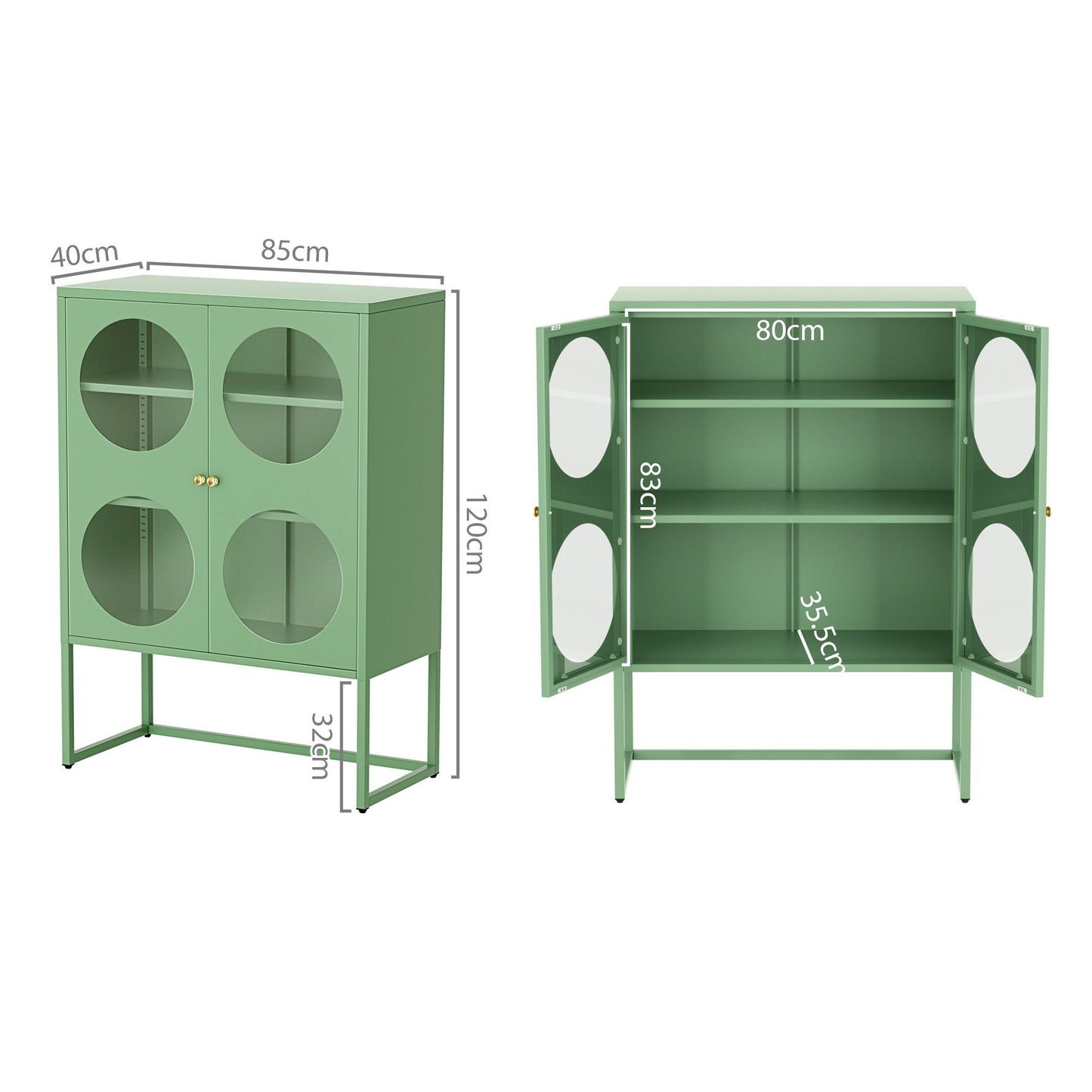 Kael Metal Buffet Sideboard Cabinet - Green
