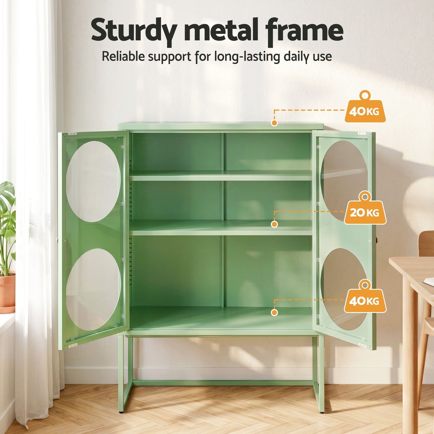 Kael Metal Buffet Sideboard Cabinet - Green