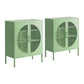Set of 2 Cipher Buffet Sideboard Cabinet Cupboard Storage Mesh Doors Metal - Green