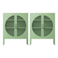 Set of 2 Cipher Buffet Sideboard Cabinet Cupboard Storage Mesh Doors Metal - Green
