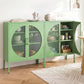 Set of 2 Cipher Buffet Sideboard Cabinet Cupboard Storage Mesh Doors Metal - Green