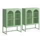 Set of 2 Kellen Buffet Sideboard Cabinet Cupboard Storage Mesh Doors Metal - Green