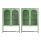 Set of 2 Kellen Buffet Sideboard Cabinet Cupboard Storage Mesh Doors Metal - Green