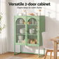 Set of 2 Kellen Buffet Sideboard Cabinet Cupboard Storage Mesh Doors Metal - Green