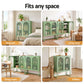 Set of 2 Kellen Buffet Sideboard Cabinet Cupboard Storage Mesh Doors Metal - Green