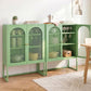Set of 2 Kellen Buffet Sideboard Cabinet Cupboard Storage Mesh Doors Metal - Green
