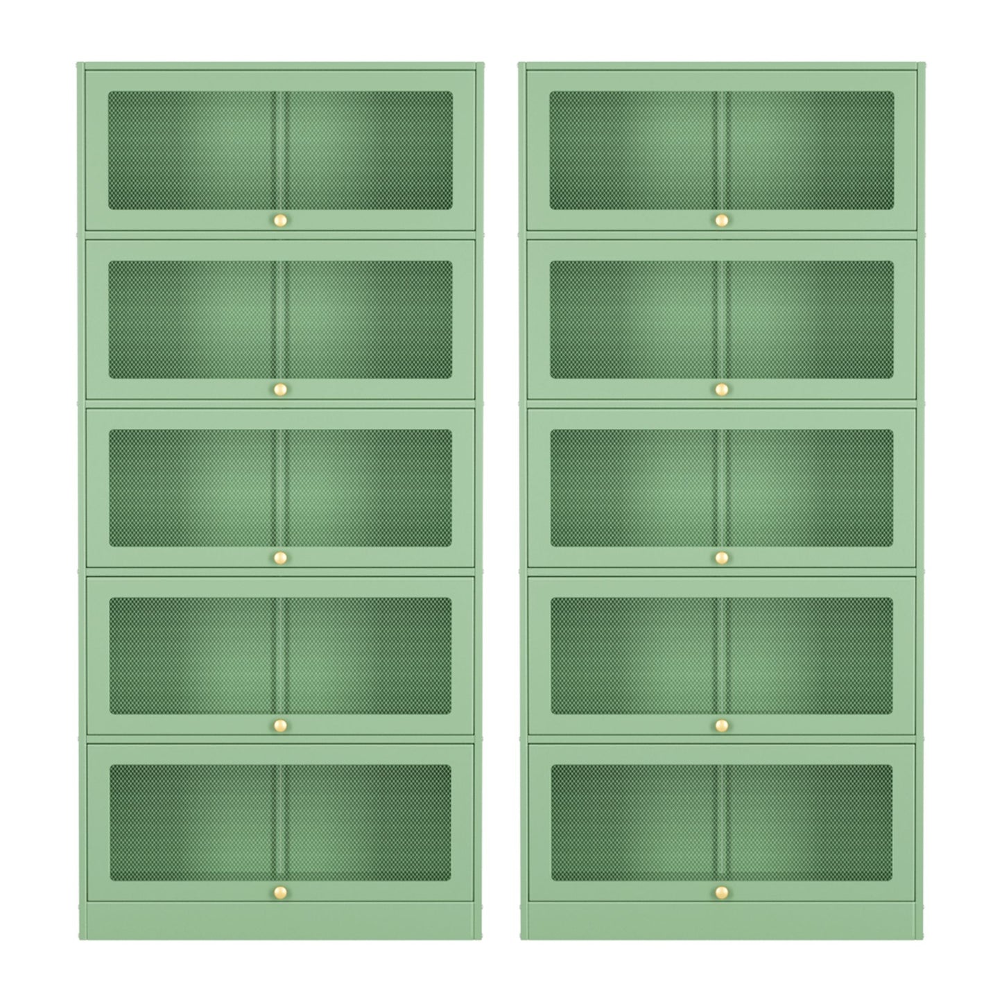 Set of 2 Kian Buffet Sideboard Cabinet Storage Cupboard Mesh Doors Metal - Green