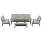 Arlo 7-Seater Lounge Set Garden Patio Aluminium Bench with Cushions 5-Piece Outdoor Sofa - Black