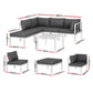 Atlas 5-Seater Outdoor Sofa Set Aluminium Table and Chairs Lounge Patio Furniture 6-Piece - Grey