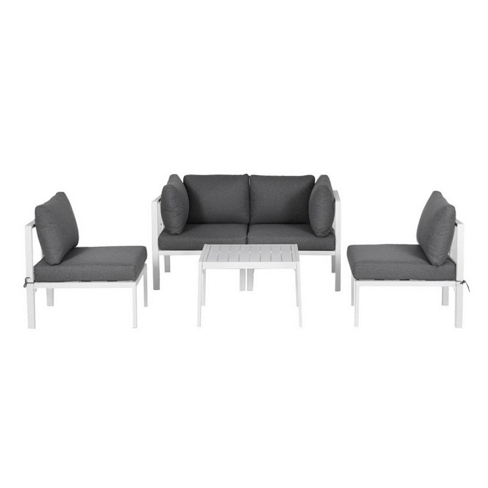 Atlas 5-Seater Outdoor Sofa Set Aluminium Table and Chairs Lounge Patio Furniture 6-Piece - Grey