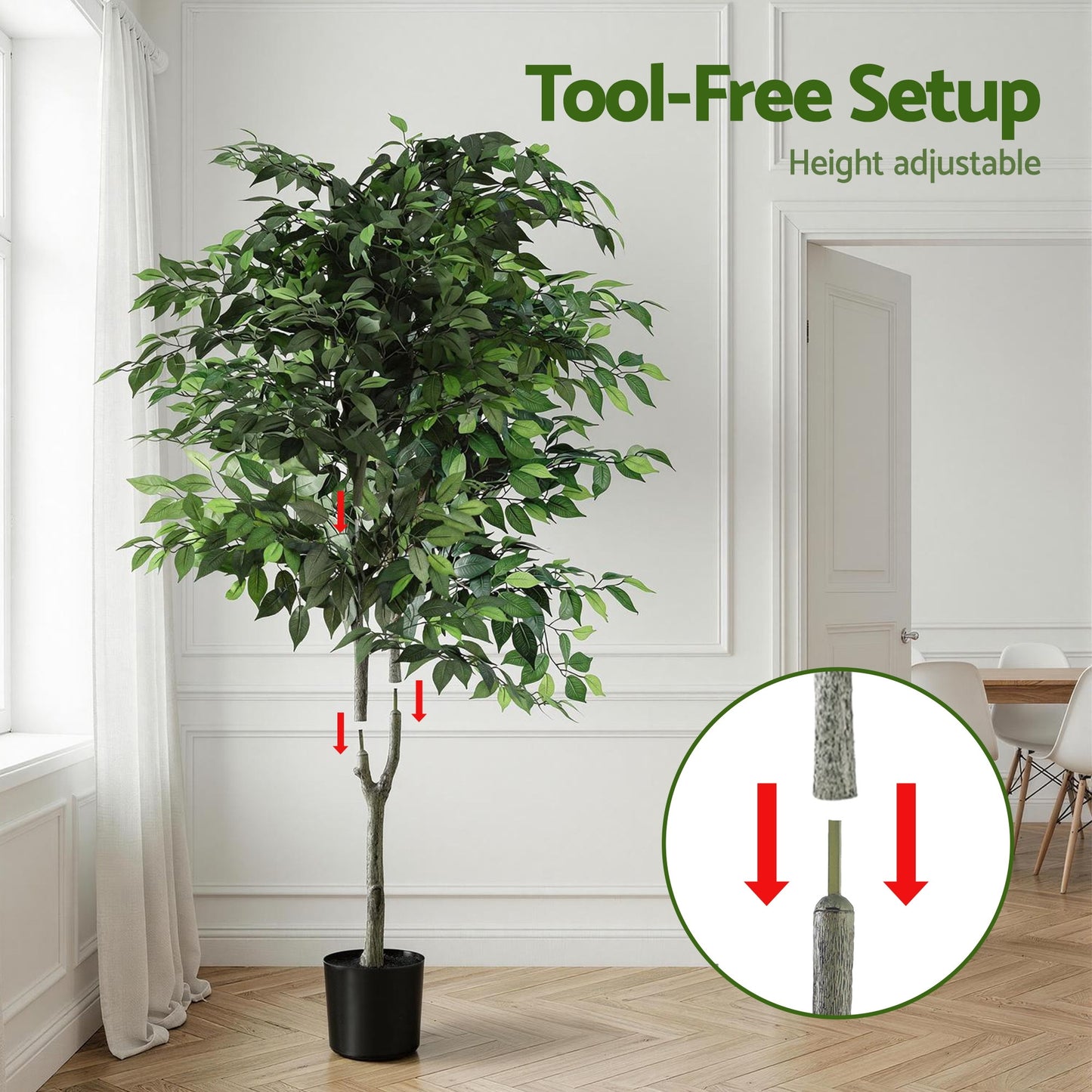180cm Artificial Ficus Tree Faux Trees Indoor Decor Artificial Plants Lifelike Plant 1.8M