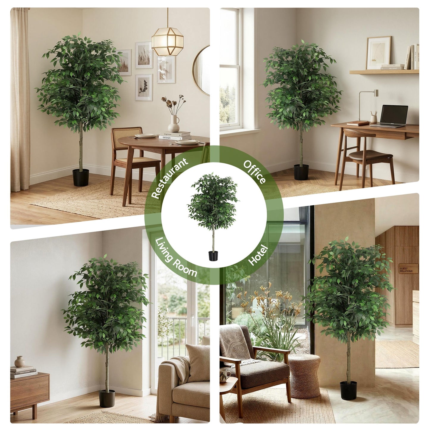 180cm Artificial Ficus Tree Faux Trees Indoor Decor Artificial Plants Lifelike Plant 1.8M