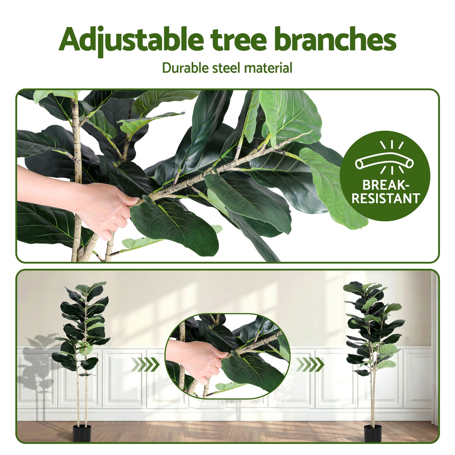 150cm Artificial Fiddle Tree Faux Trees Indoor Decor Artificial Plants Lifelike Plant 1.5M