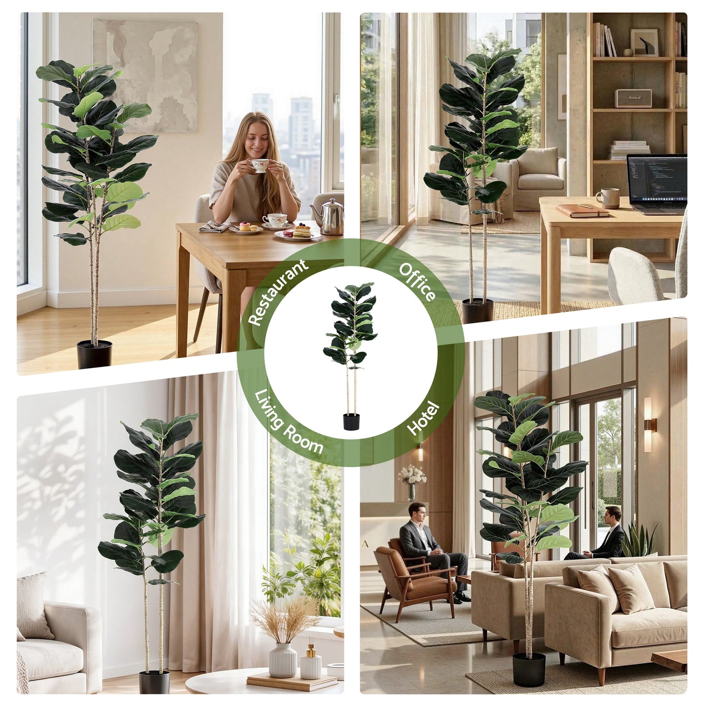 150cm Artificial Fiddle Tree Faux Trees Indoor Decor Artificial Plants Lifelike Plant 1.5M