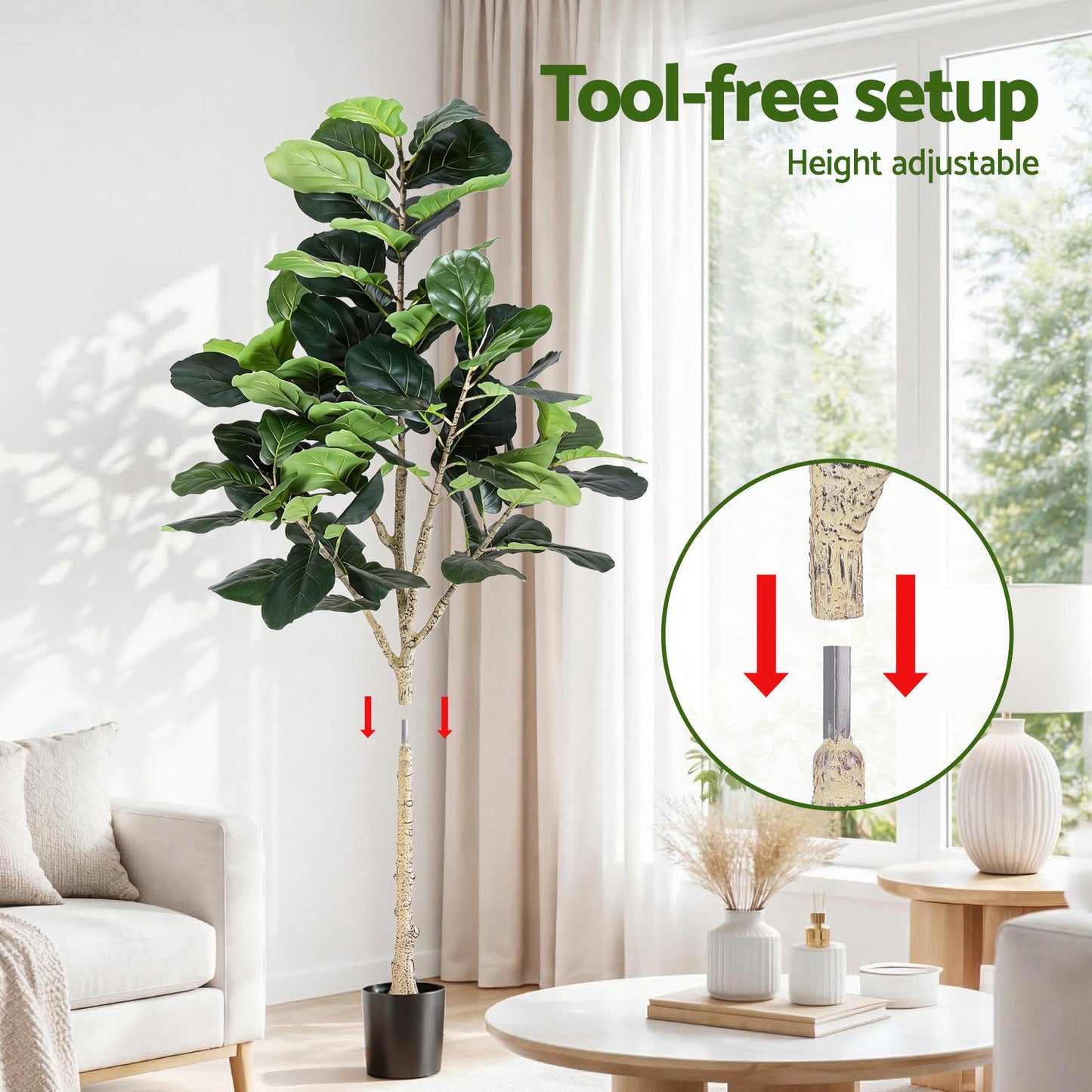 180cm Artificial Fiddle Tree Faux Trees Indoor Decor Artificial Plants Lifelike Plant 1.8M