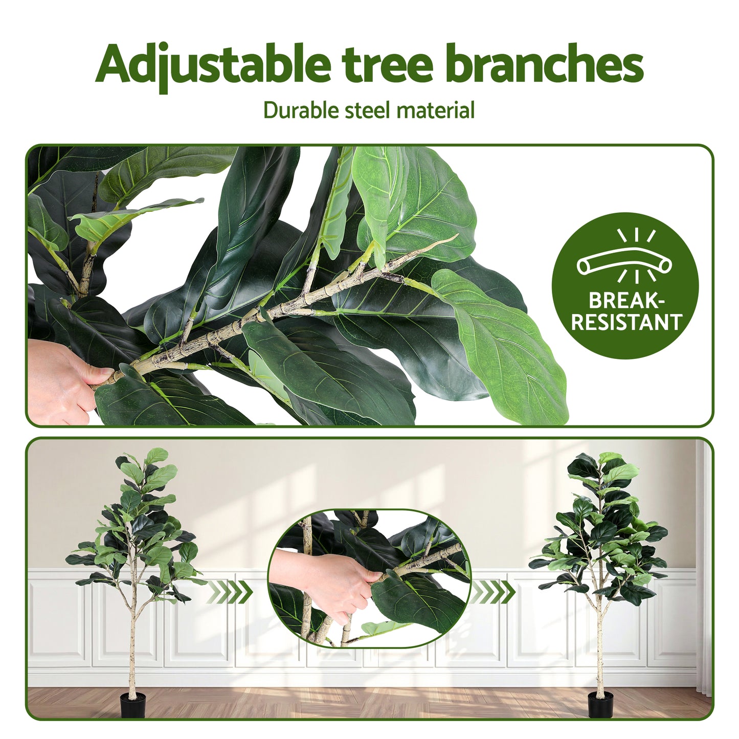 180cm Artificial Fiddle Tree Faux Trees Indoor Decor Artificial Plants Lifelike Plant 1.8M