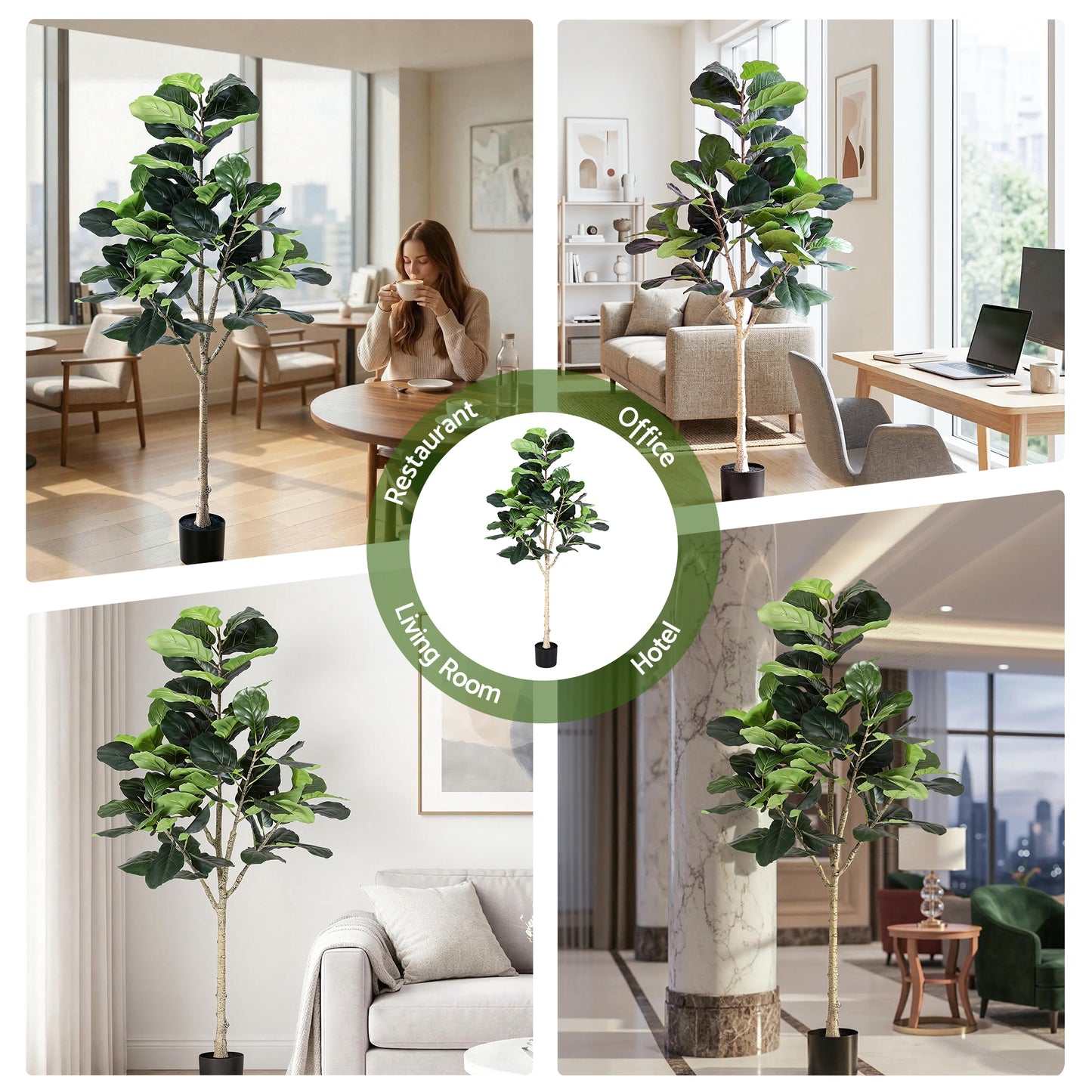 180cm Artificial Fiddle Tree Faux Trees Indoor Decor Artificial Plants Lifelike Plant 1.8M