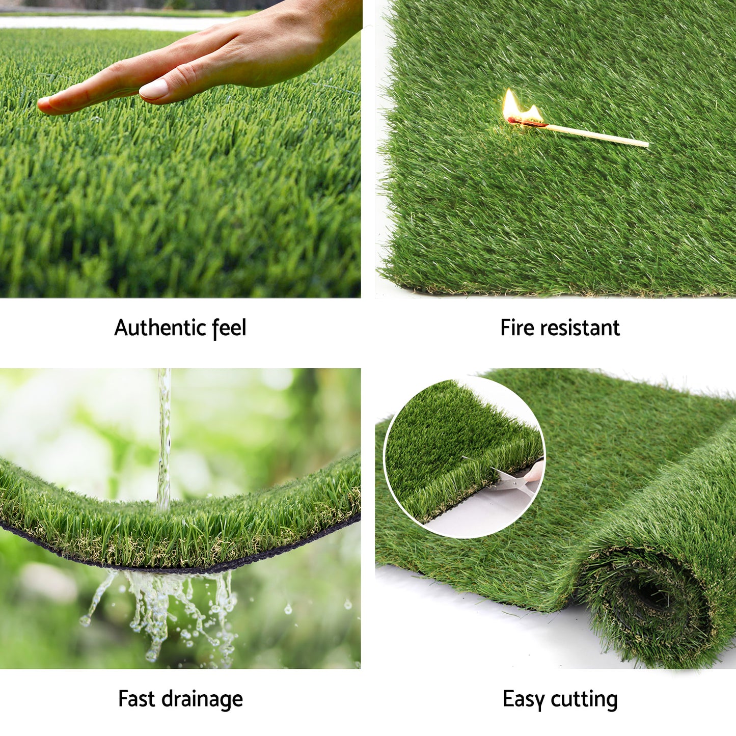 60sqm Artificial Grass 30mm 2mx5m Synthetic Fake Lawn Turf Plastic Plant - 4-Colour Green