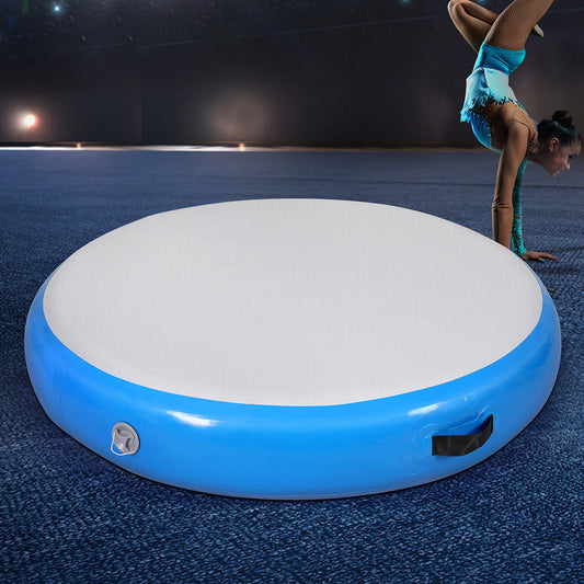 1m Air Track Spot Inflatable Gymnastics Tumbling Mat Round - Blue