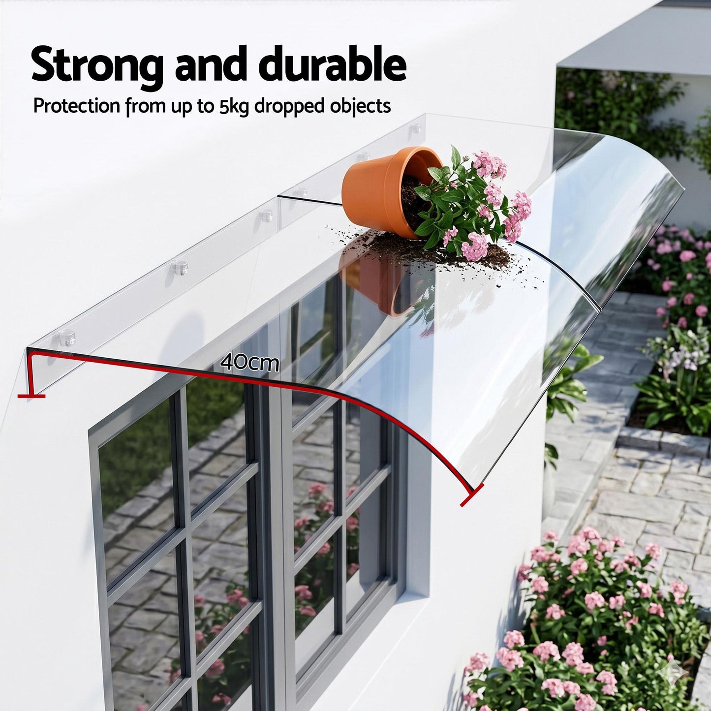 Instahut Window Door Awning 0.4mx2m Transparent