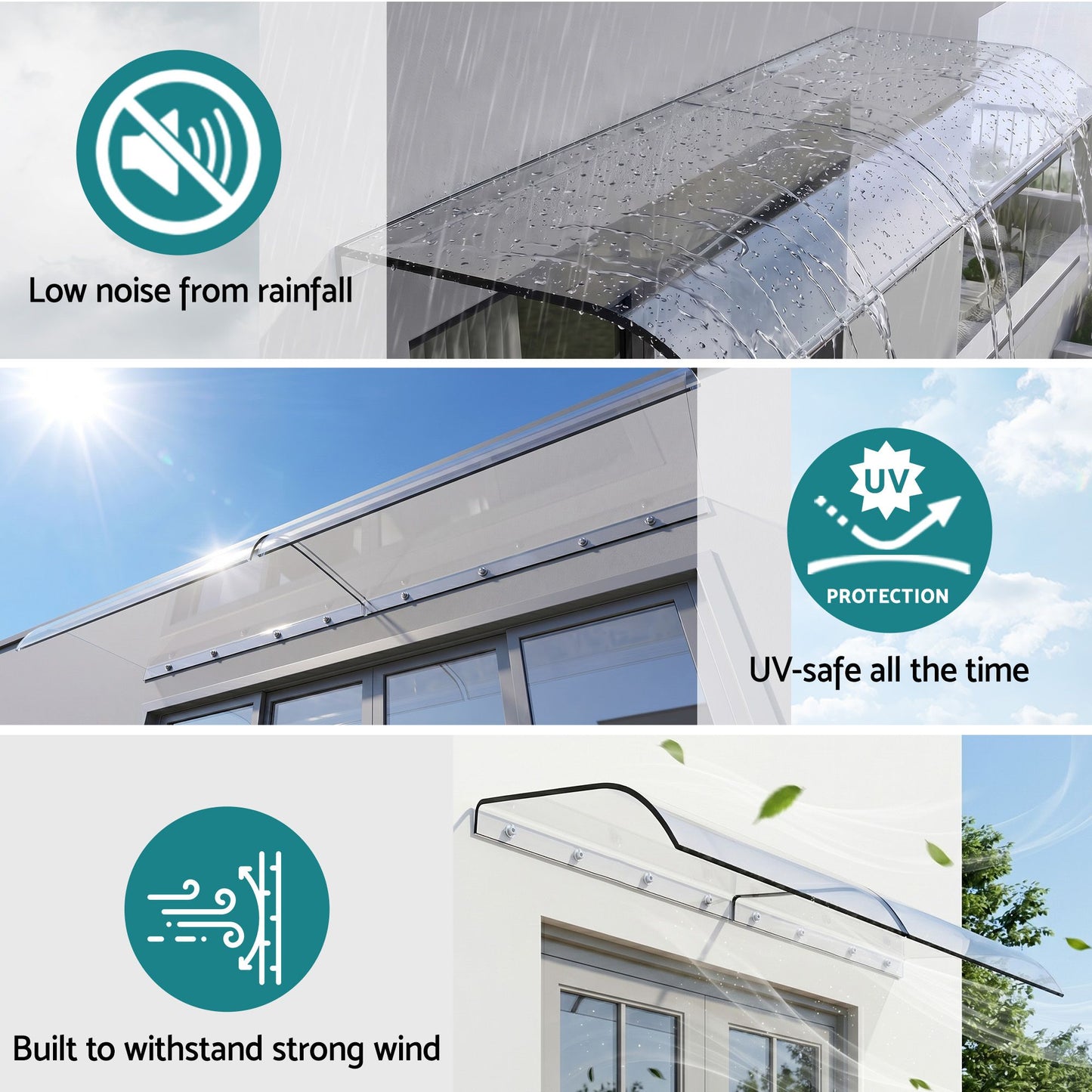 Instahut Window Door Awning 0.4mx2m Transparent