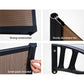 Instahut Window Door Awning Canopy 1.5mx4m Brown Sheet Black Plastic Frame
