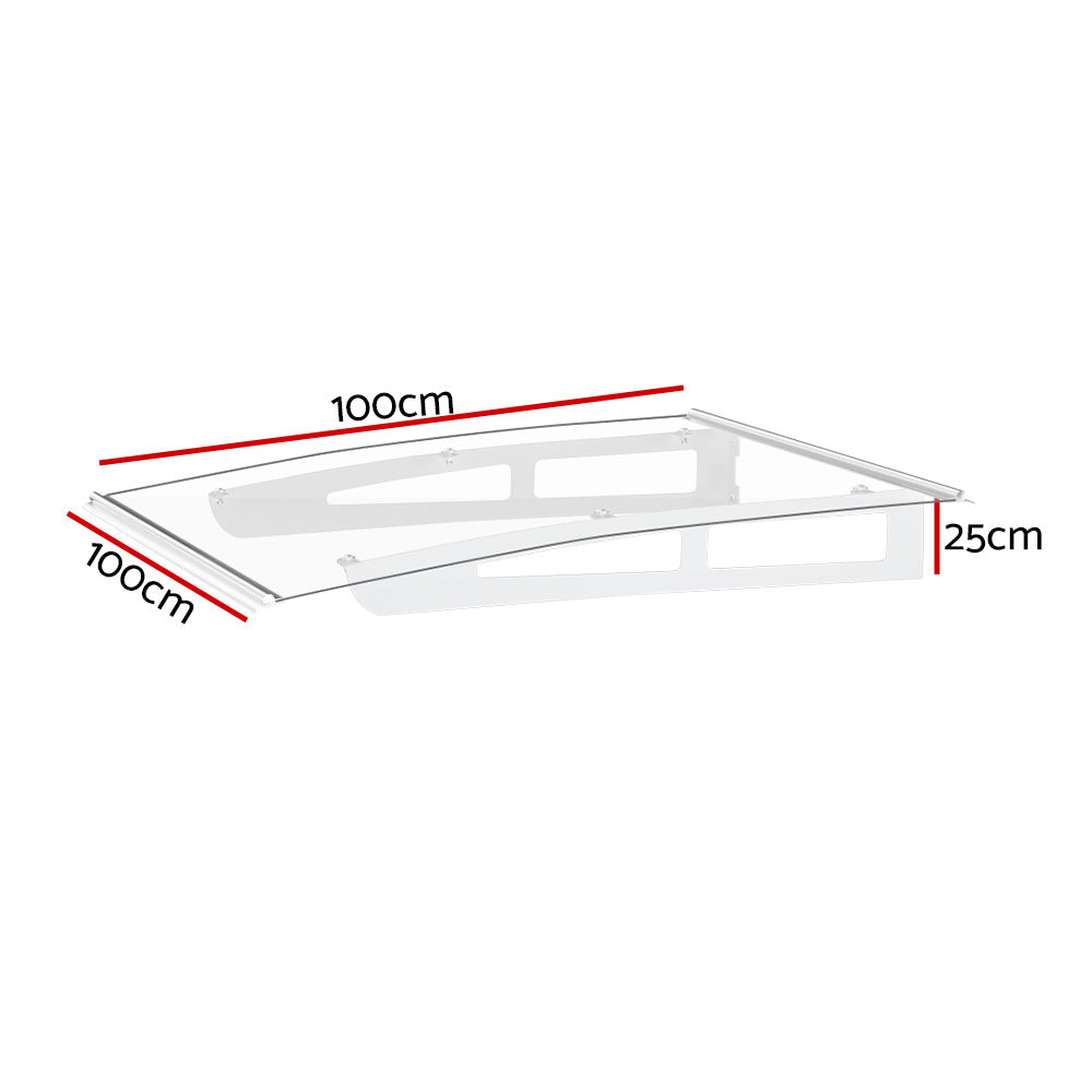Instahut Window Door Awning Canopy 1mx1m Transparent Solid Sheet Aluminium Frame