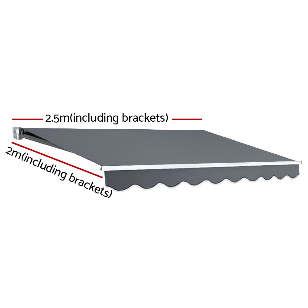 Folding Arm Awning Outdoor Awning Retractable Sunshade 2.5Mx2M Grey