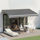 Instahut Retractable Folding Arm Awning Manual Sunshade 3.5M X 2.5M Grey