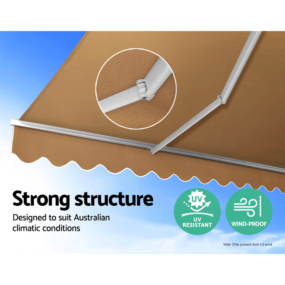 Retractable Folding Arm Awning Outdoor Awning Sunshade 4Mx2.5M Beige