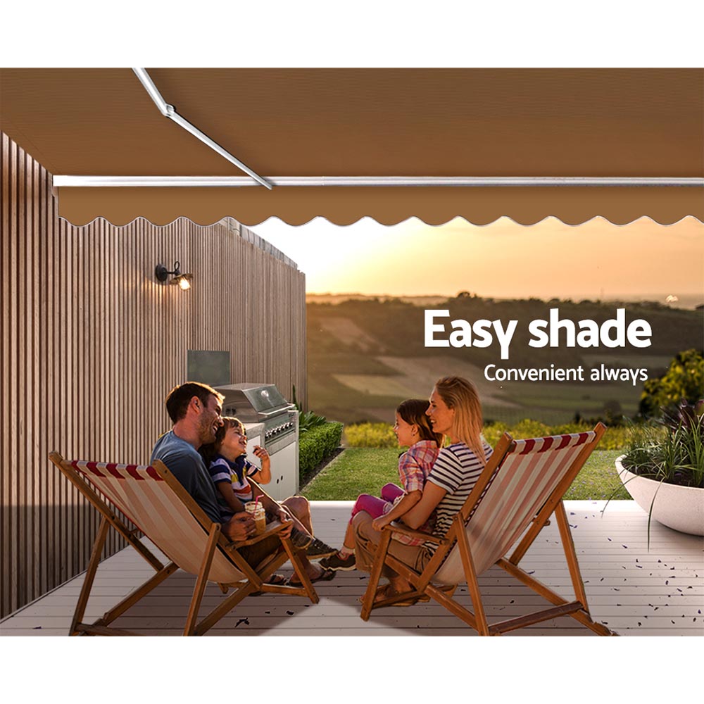 Retractable Folding Arm Awning Outdoor Awning Sunshade 4Mx2.5M Beige