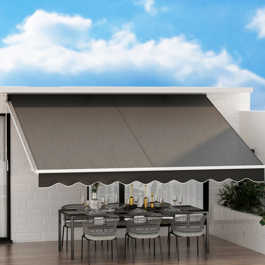 Retractable Folding Arm Awning Outdoor Awning Canopy 4Mx3M Grey