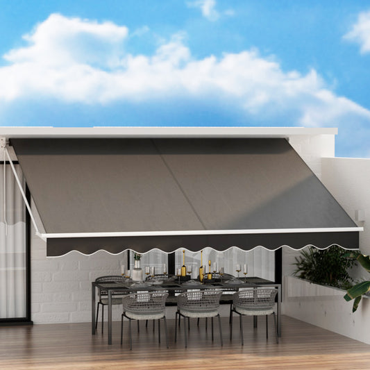 Retractable Folding Arm Awning Outdoor Awning 4.5Mx3M Canopy Grey