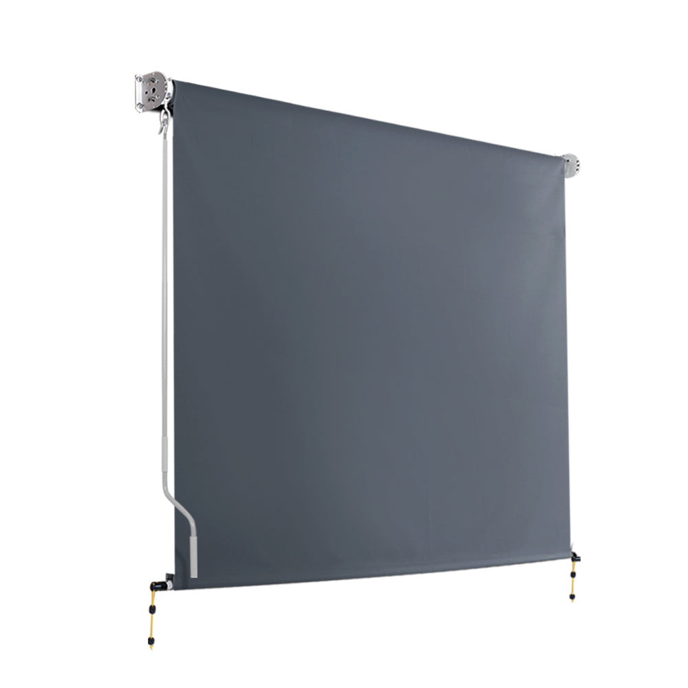 Instahut Outdoor Blinds Blackout Roll Down Awning Window Shade 2.1x2.5M Grey