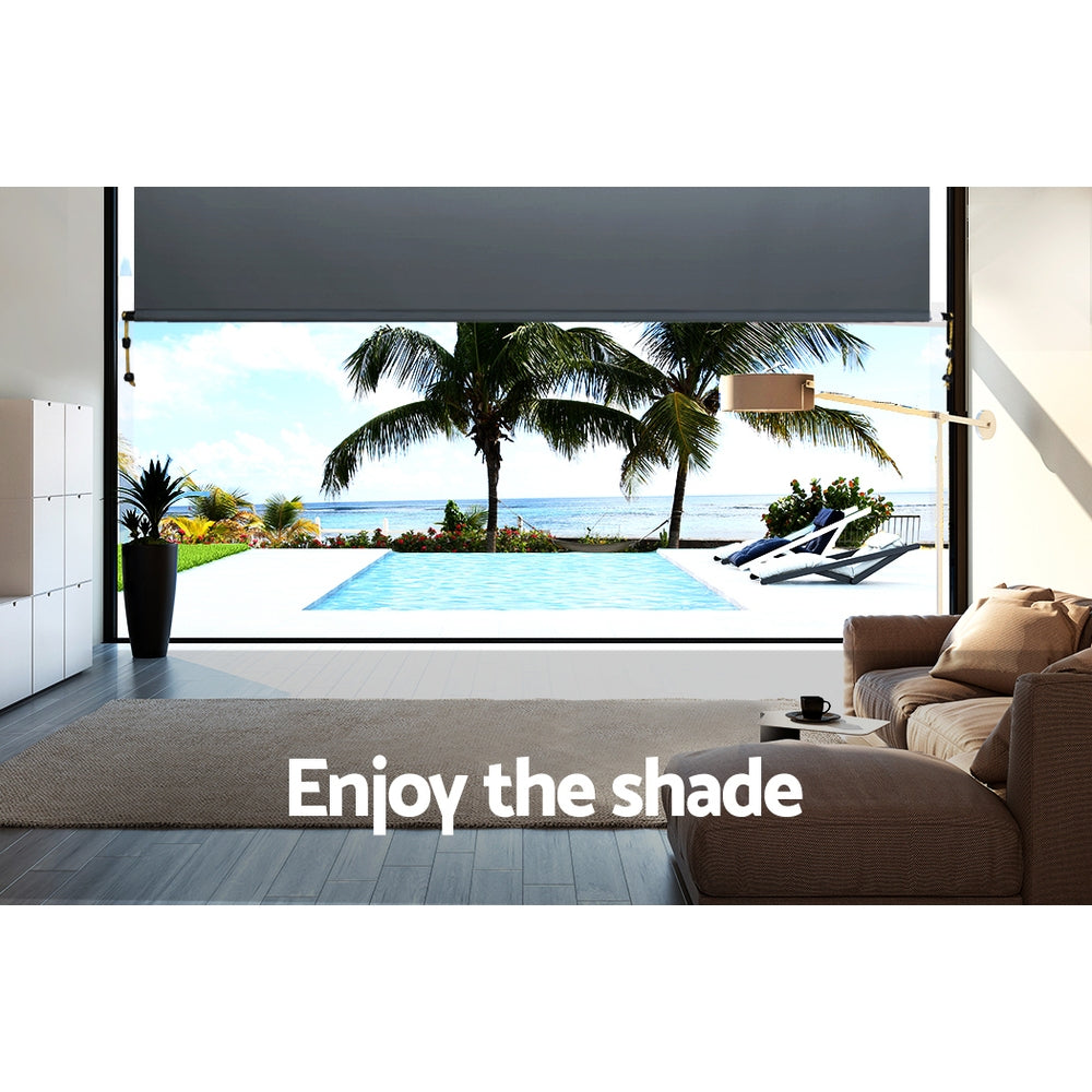Instahut Outdoor Blinds Blackout Roll Down Awning Window Shade 2.1x2.5M Grey