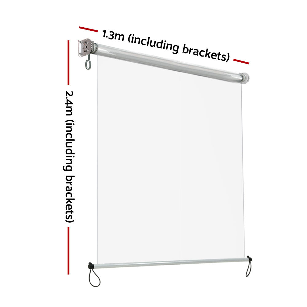 Instahut Outdoor Blinds Transparent Roll Down Awning Window Shade 1.3x2.4M