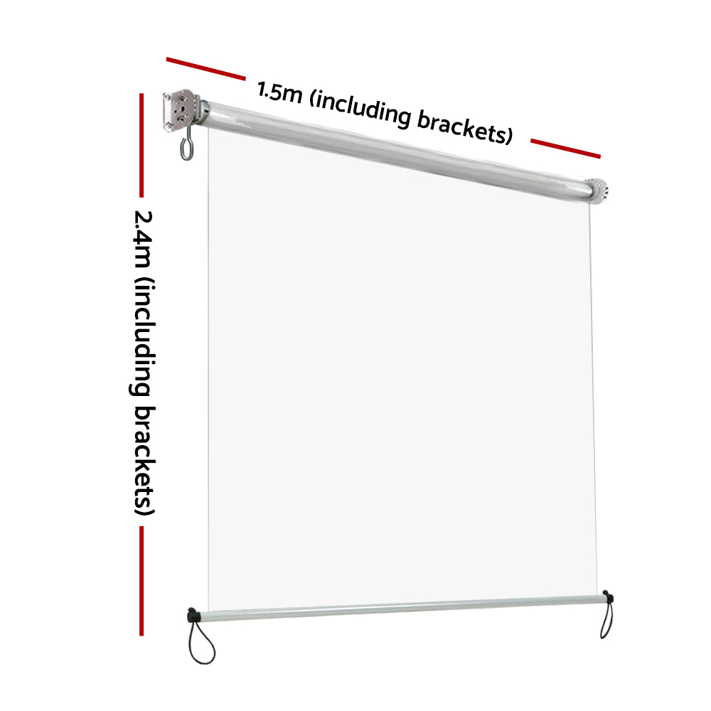 Instahut Outdoor Blinds Transparent Roll Down Awning Window Shade 1.5x2.4M