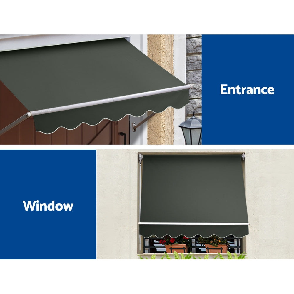 Instahut Window Fixed Pivot Arm Awning Outdoor Blinds Retractable Canopy1.5x2.1M
