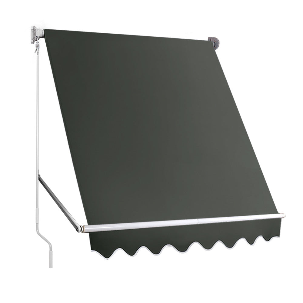Instahut Window Fixed Pivot Arm Awning Outdoor Blinds Retractable Canopy1.8x2.1M