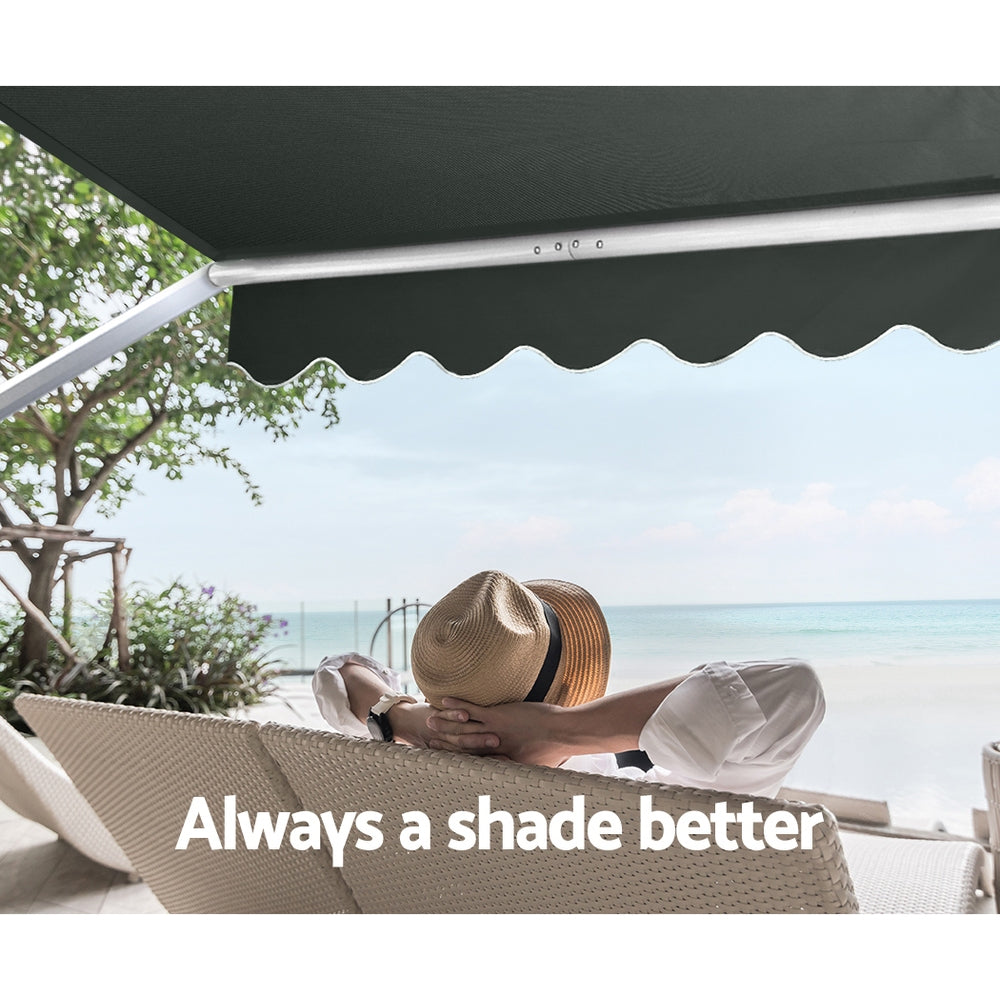 Instahut Window Fixed Pivot Arm Awning Outdoor Blinds Retractable Canopy1.8x2.1M