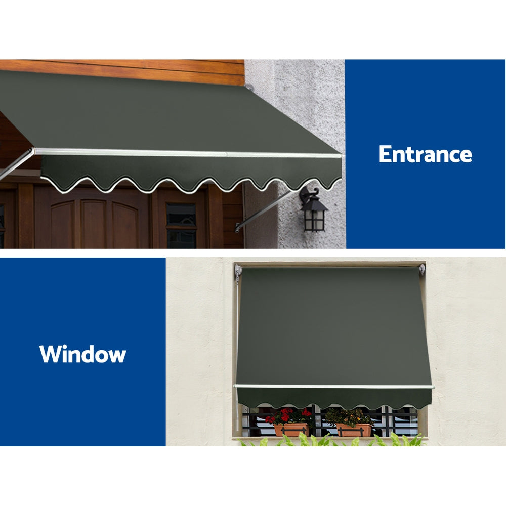 Instahut Window Fixed Pivot Arm Awning Outdoor Blinds Retractable Canopy1.8x2.1M