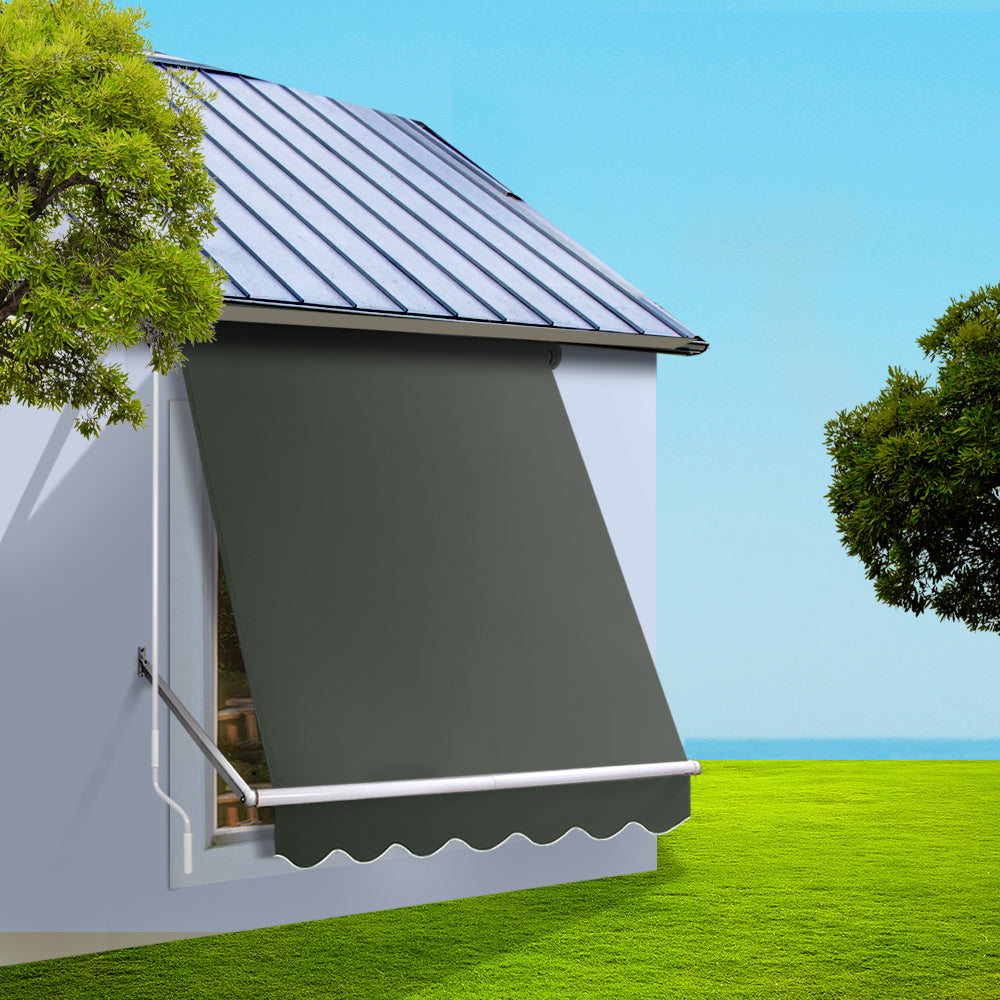 Instahut Window Fixed Pivot Arm Awning Outdoor Blinds Retractable Canopy1.8x2.1M