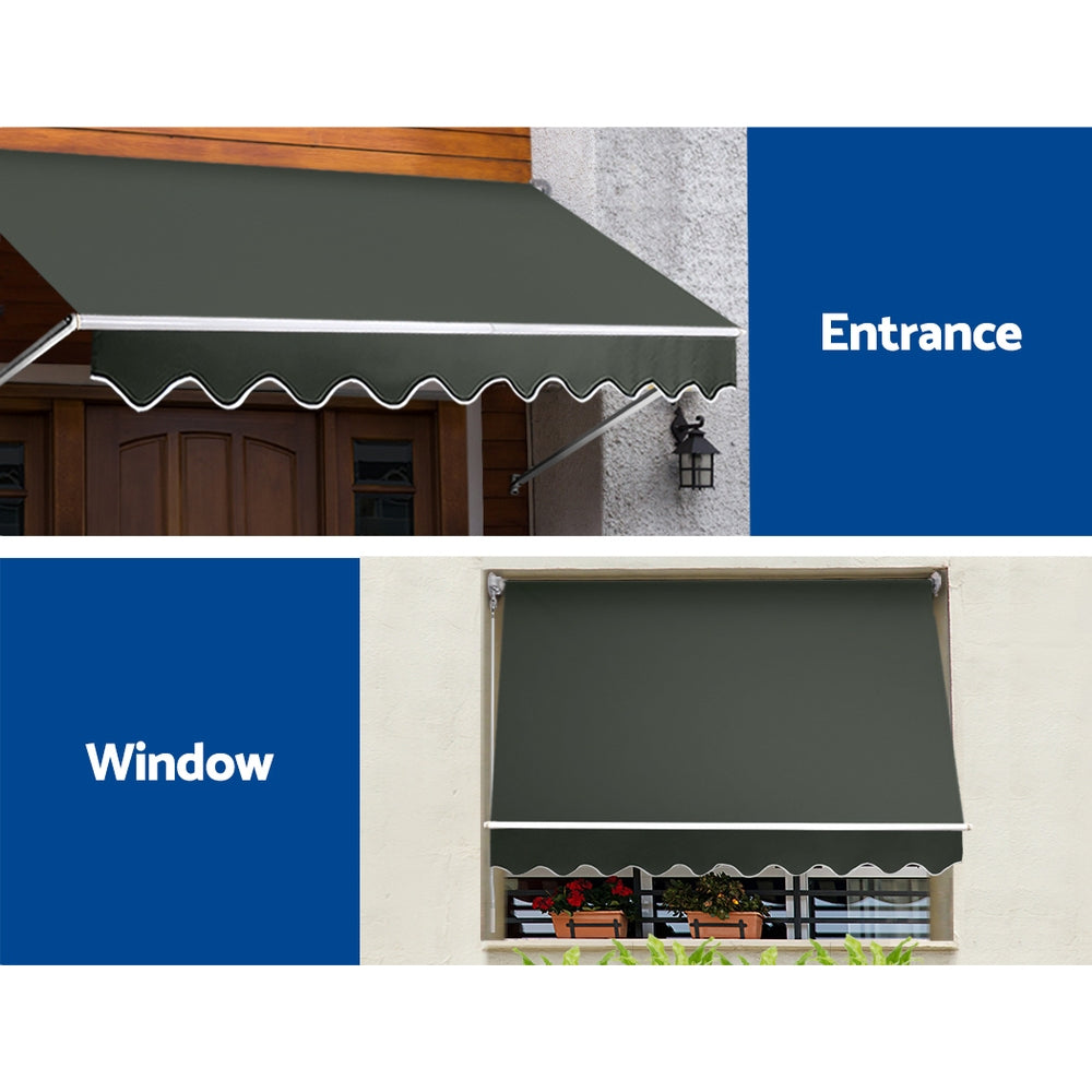 Instahut Window Fixed Pivot Arm Awning Patio Outdoor Blinds Retractable 2.8x2.1M